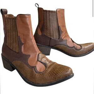 Free People Matisse 10M Ankle Boot Vegan Leather Cavalier Western Brown Cowgirl